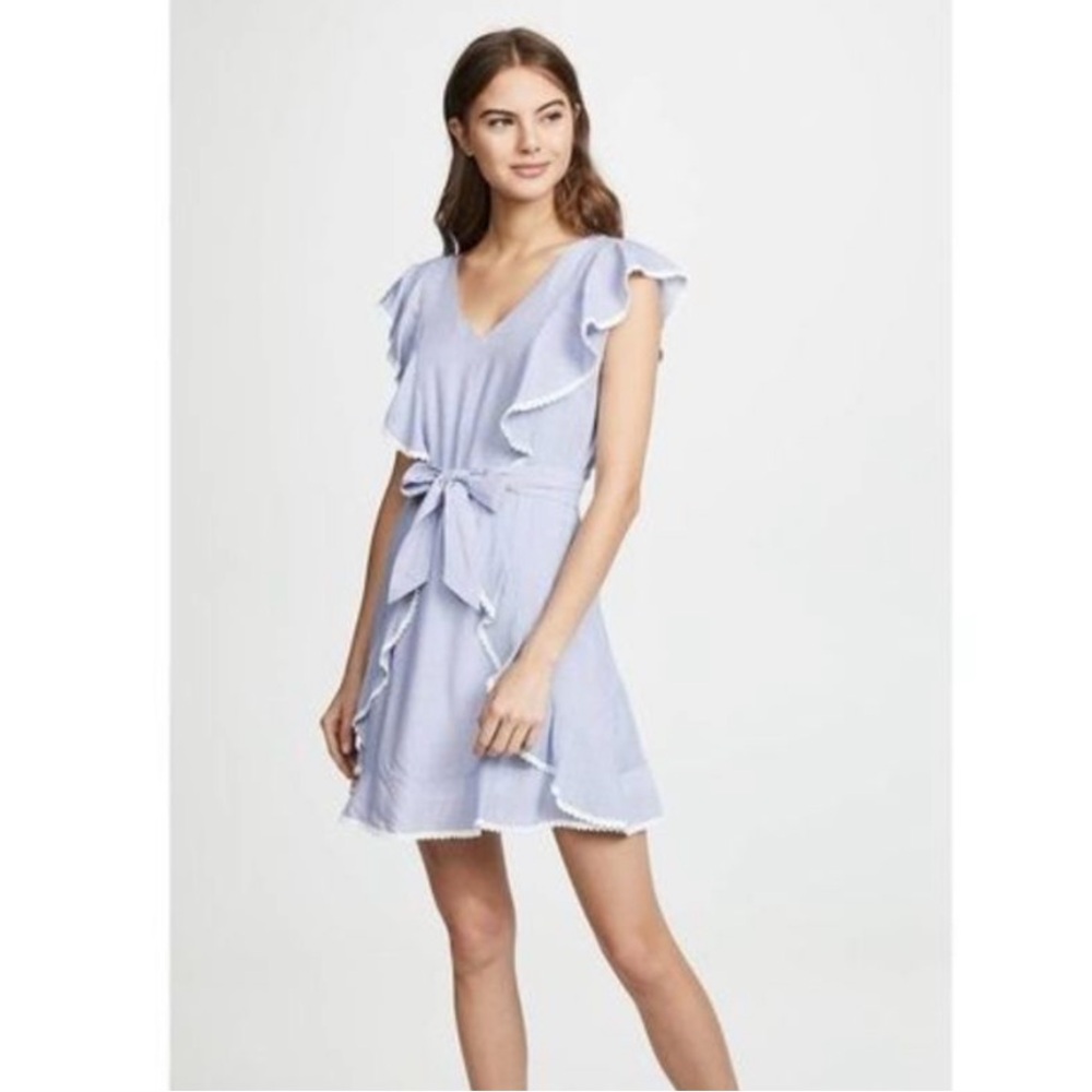 Cupcakes and Cashmere Blue and White Striped Peasant Ruffle Dress